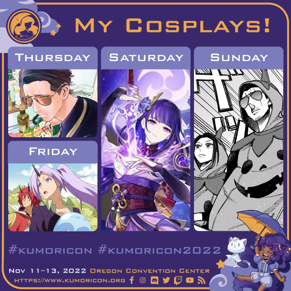 English cosplay frame template for Thursday–Sunday, 1×1 aspect ratio