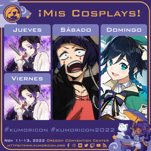 Spanish cosplay frame template for Thursday–Sunday, 1×1 aspect ratio